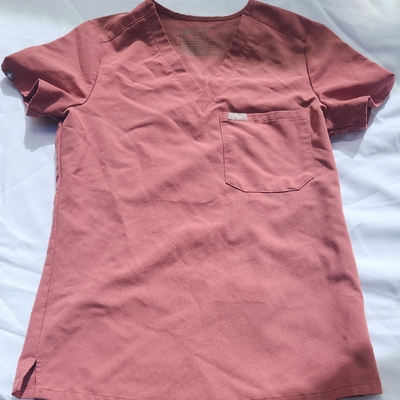 Figs Pink V-Neck Scrub Top - Picture 1 of 5
